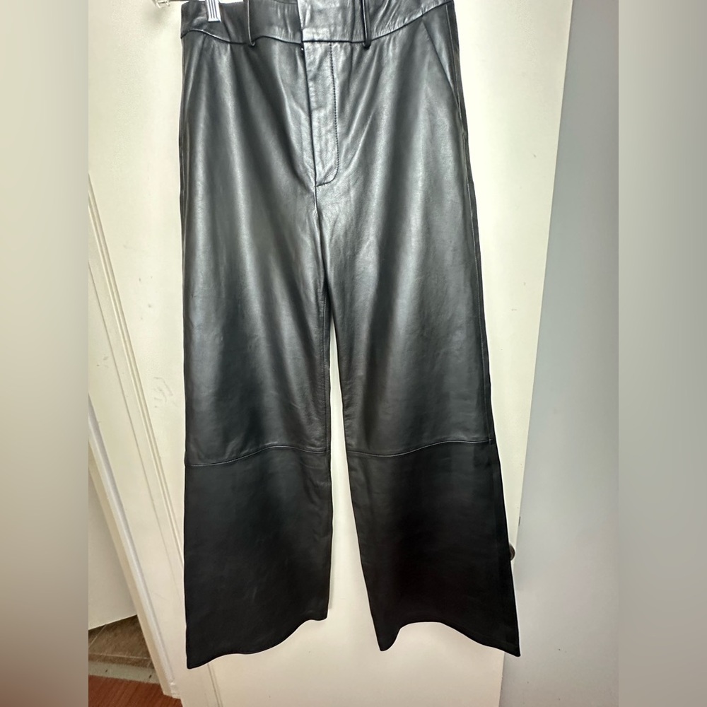 Bod & Christensen Black 100% Leather Samantha Wide Leg Chic Pants NWT Size 8 - Picture 5 of 14